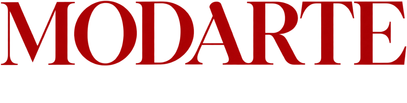 Logotipo de Modarte Chile con la palabra MODARTE en rojo y CHILE en blanco